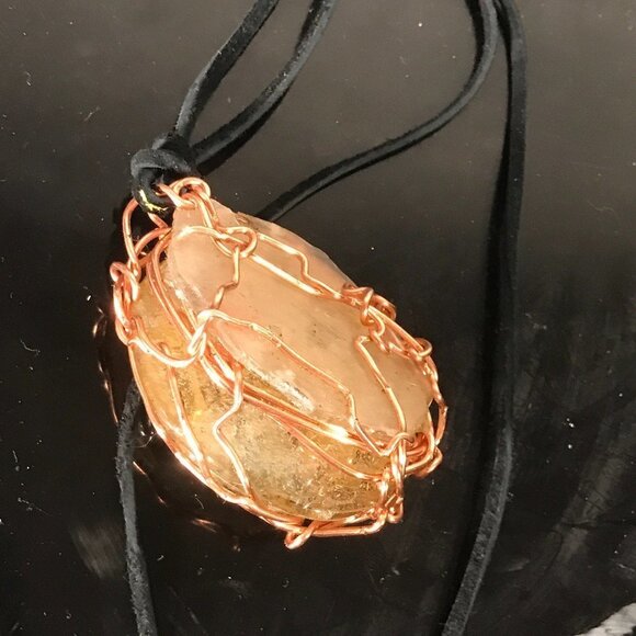 Kyanite Turquoise Herkimer Diamond Quartz Crystal Pendant EMF Unisex Copper - Picture 2 of 2